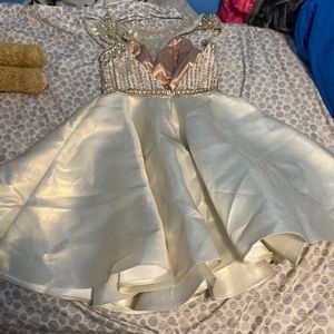 White and silver homecoming dress with sparkles